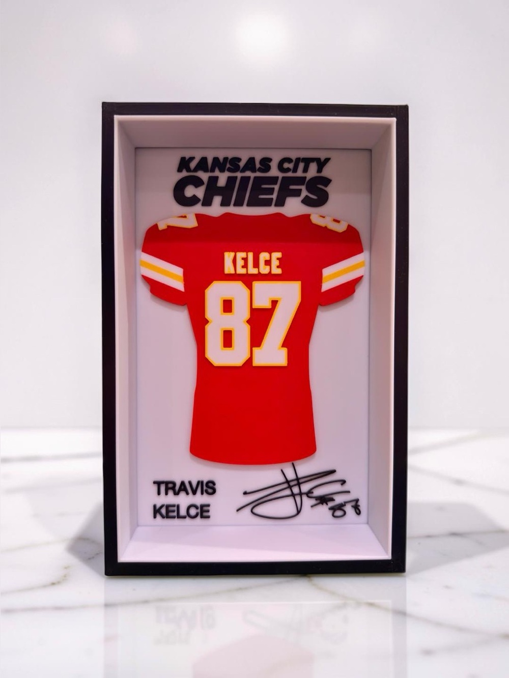 Travis Kelce Chiefs #87 Jersey Display 3D Shadow Box NFL Football Gift